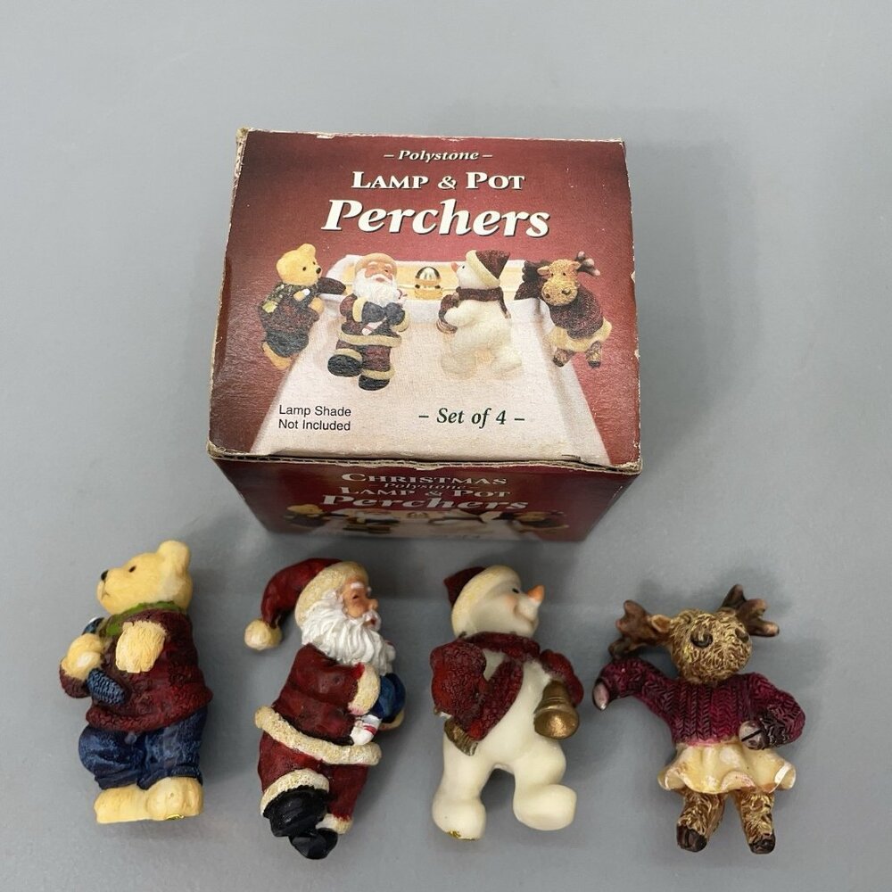 Giftco 4 Set Polystone Christmas Holiday Perchers Hanger for Lamp Pot Cup Candle